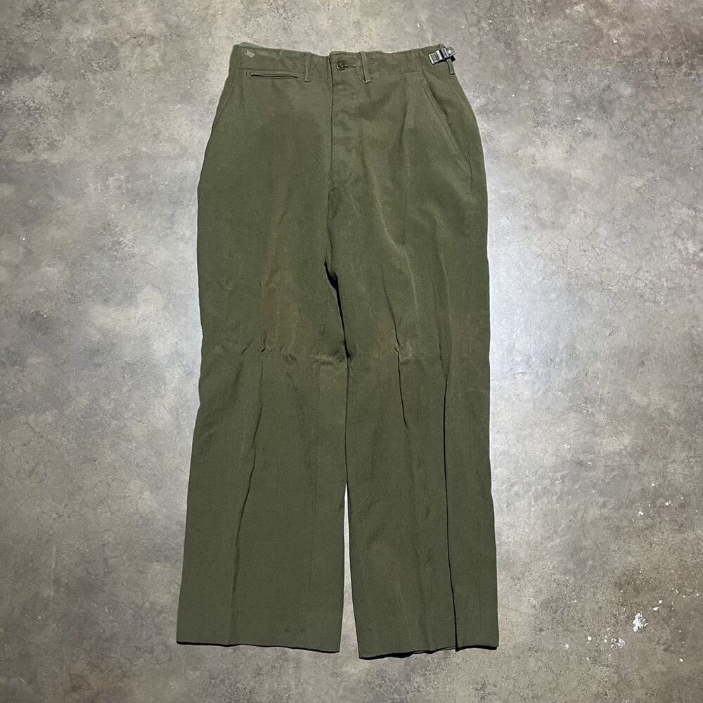 Vintage WW2 Army Military Green Wool Trousers Pants 28x27